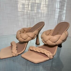 Stuart Weitzman Braided Strap Heels - Tan